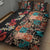 Hawaiian Hibiscus and Tropical Leaves Quilt Bed Set Patchwork Grunge Abstract Vintage Style