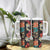 Hawaiian Hibiscus and Tropical Leaves Tumbler With Handle Patchwork Grunge Abstract Vintage Style