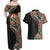 Hawaiian Hibiscus and Tropical Leaves Couples Matching Off Shoulder Maxi Dress and Hawaiian Shirt Patchwork Grunge Abstract and Tapa Tribal Pattern Half Style