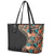 Hawaiian Hibiscus and Tropical Leaves Leather Tote Bag Patchwork Grunge Abstract and Tapa Tribal Pattern Half Style