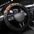 Hawaiian Hibiscus and Tropical Leaves Steering Wheel Cover Patchwork Grunge Abstract and Tapa Tribal Pattern Half Style