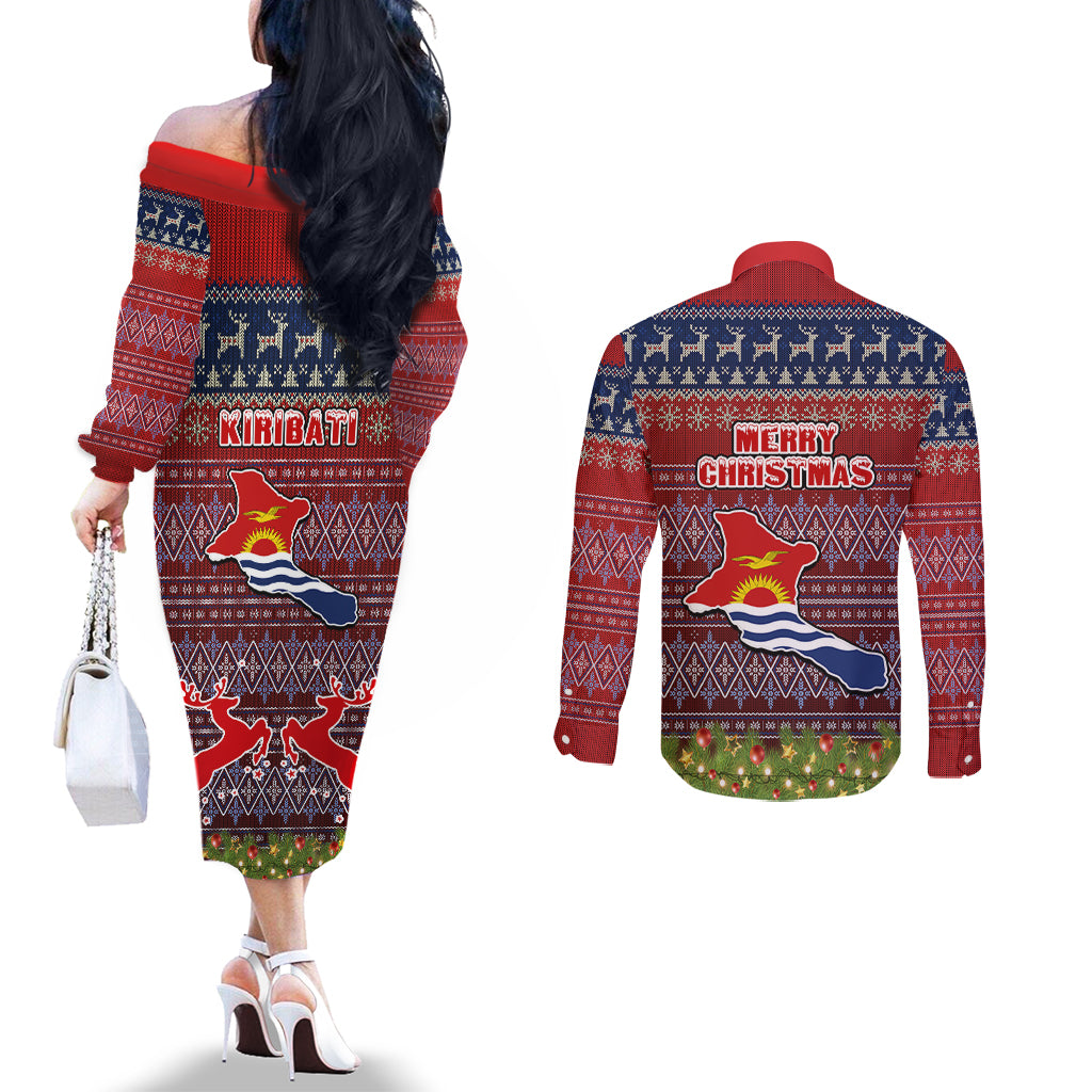 kiribati-christmas-couples-matching-off-the-shoulder-long-sleeve-dress-and-long-sleeve-button-shirts-coat-of-arms-and-map-beautiful-merry-xmas-snowflake