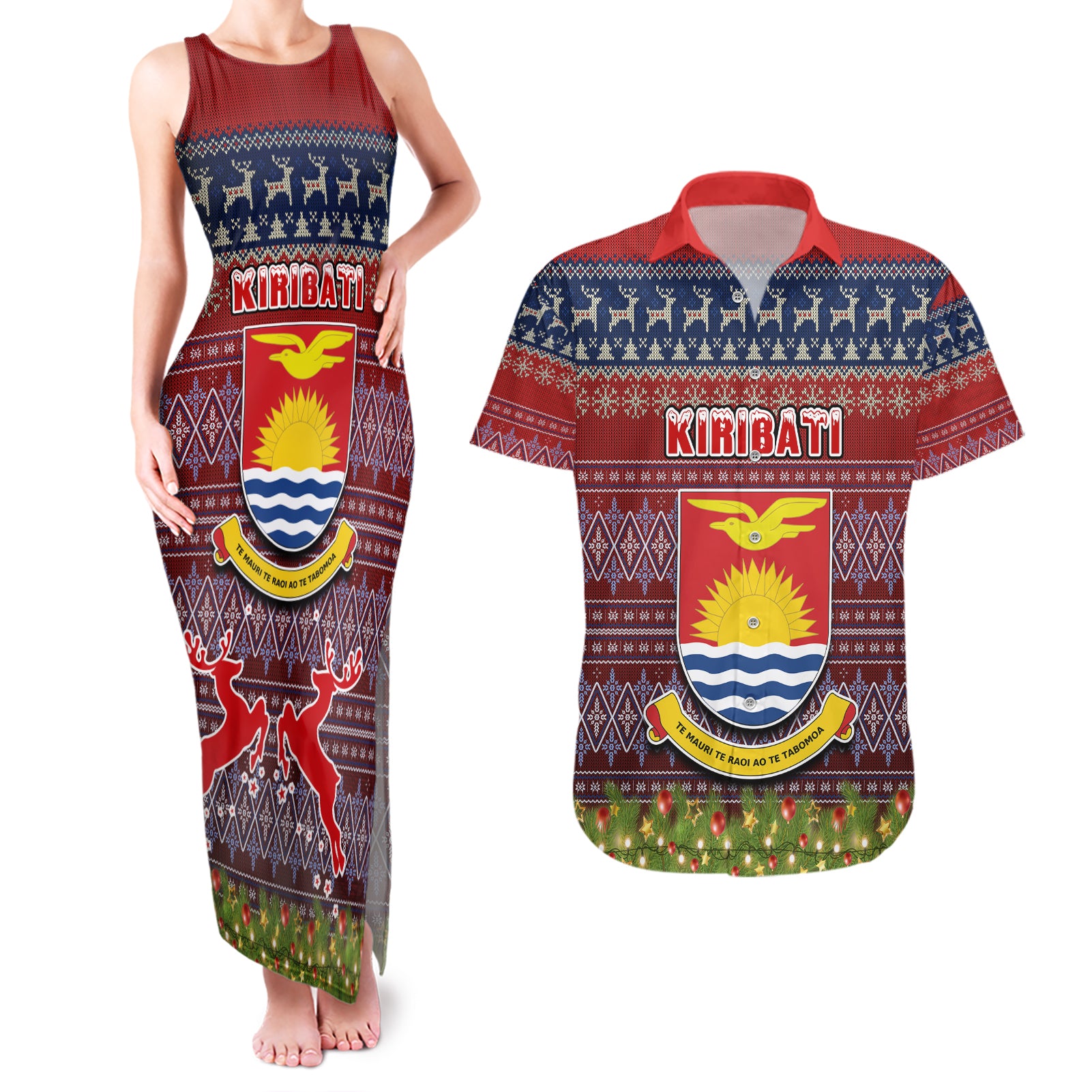 kiribati-christmas-couples-matching-tank-maxi-dress-and-hawaiian-shirt-coat-of-arms-and-map-beautiful-merry-xmas-snowflake