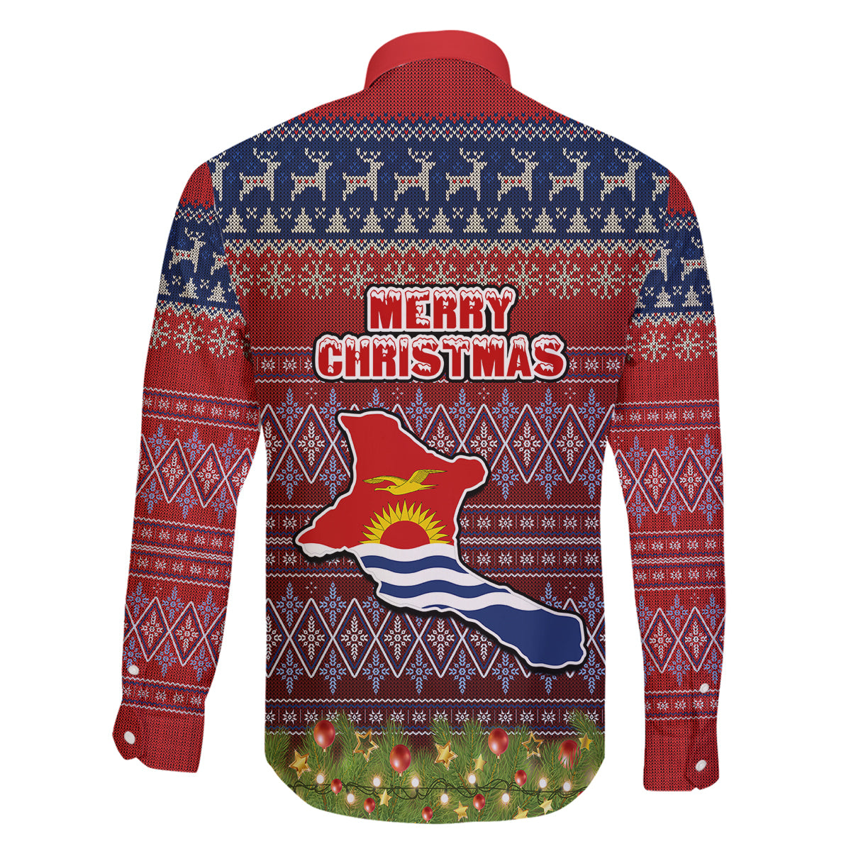 kiribati-christmas-family-matching-off-shoulder-short-dress-and-hawaiian-shirt-coat-of-arms-and-map-beautiful-merry-xmas-snowflake