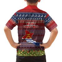 kiribati-christmas-family-matching-short-sleeve-bodycon-dress-and-hawaiian-shirt-coat-of-arms-and-map-beautiful-merry-xmas-snowflake