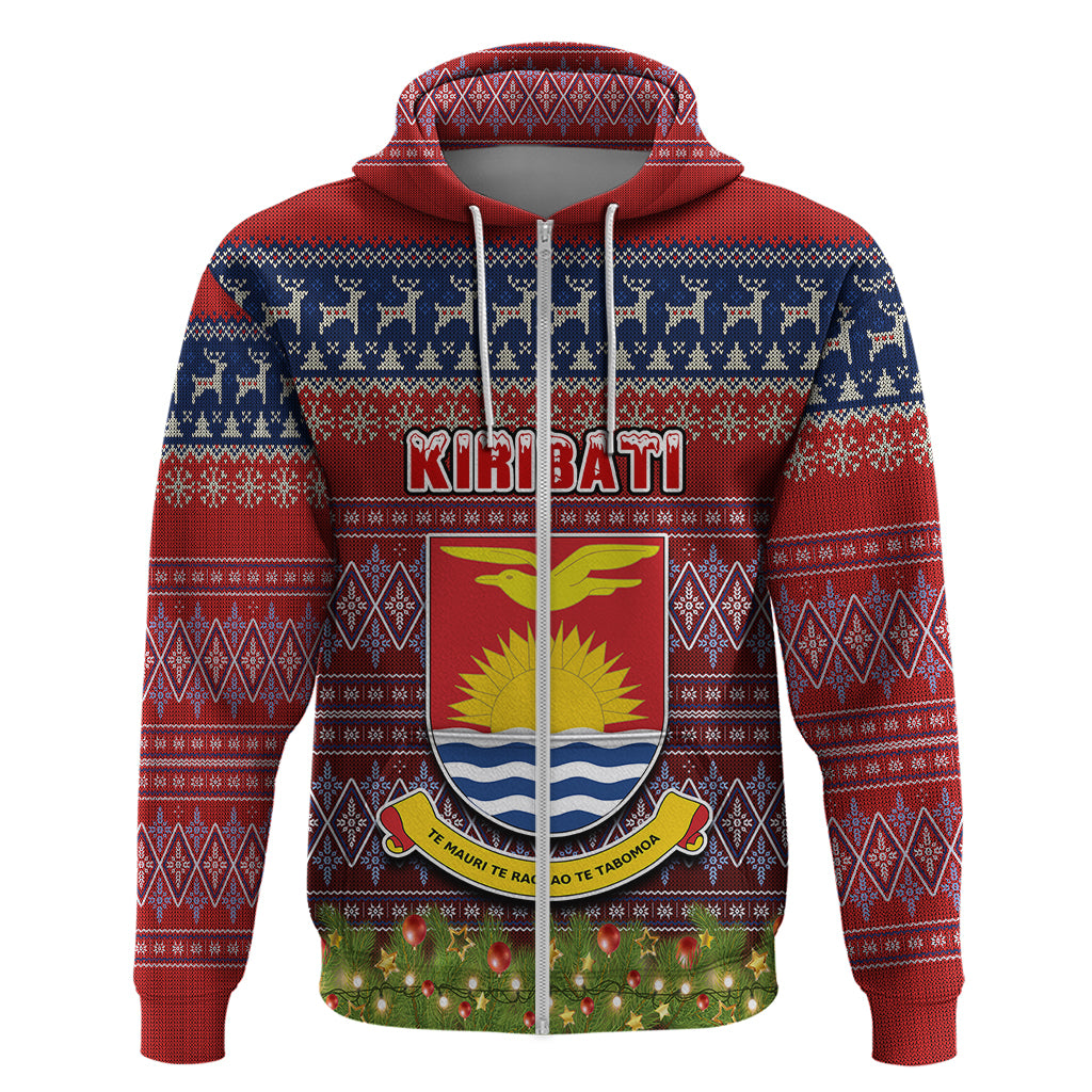 Kiribati Christmas Hoodie Coat of Arms and Map Beautiful Merry Xmas Snowflake LT03 - Polynesian Pride