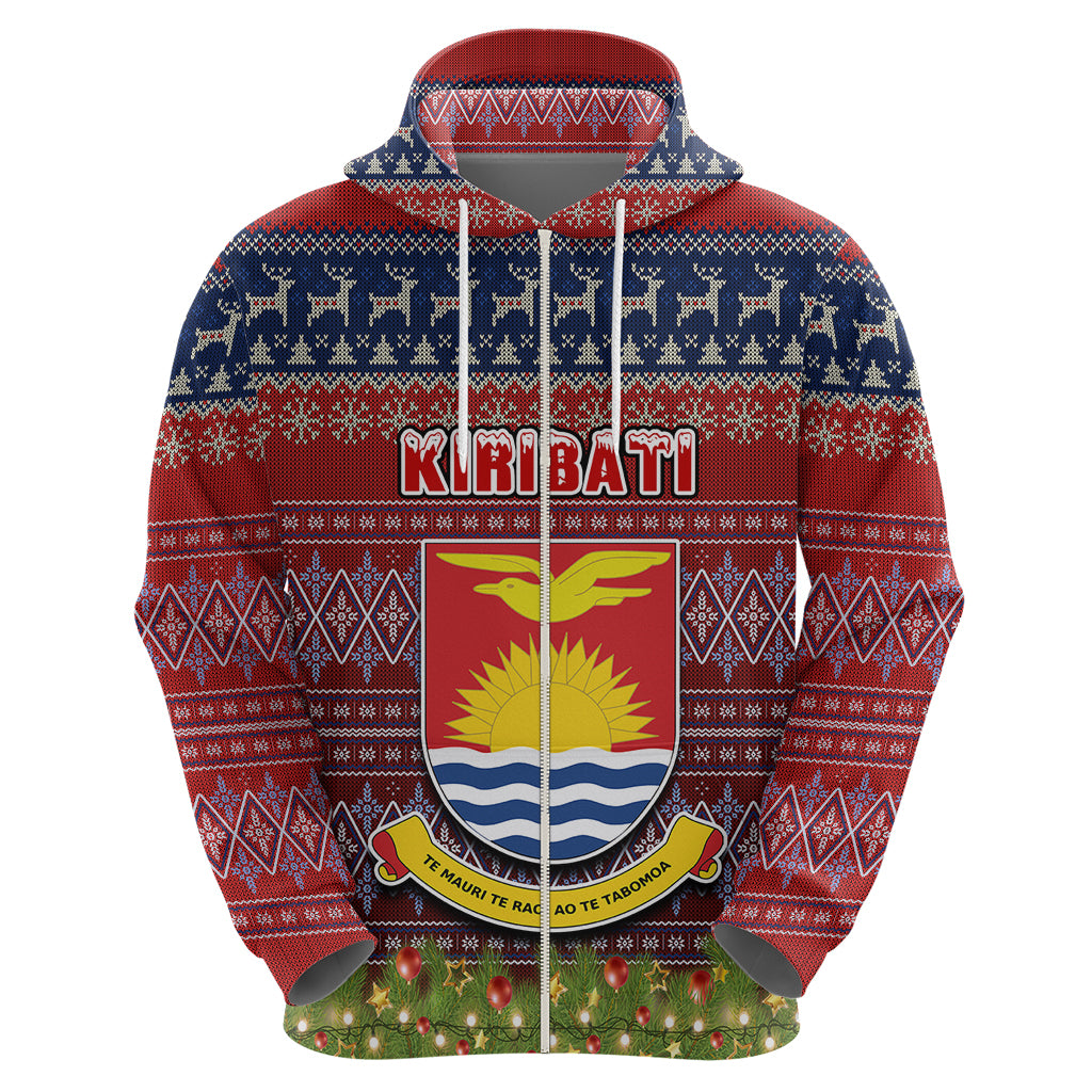 Kiribati Christmas Hoodie Coat of Arms and Map Beautiful Merry Xmas Snowflake LT03 - Polynesian Pride