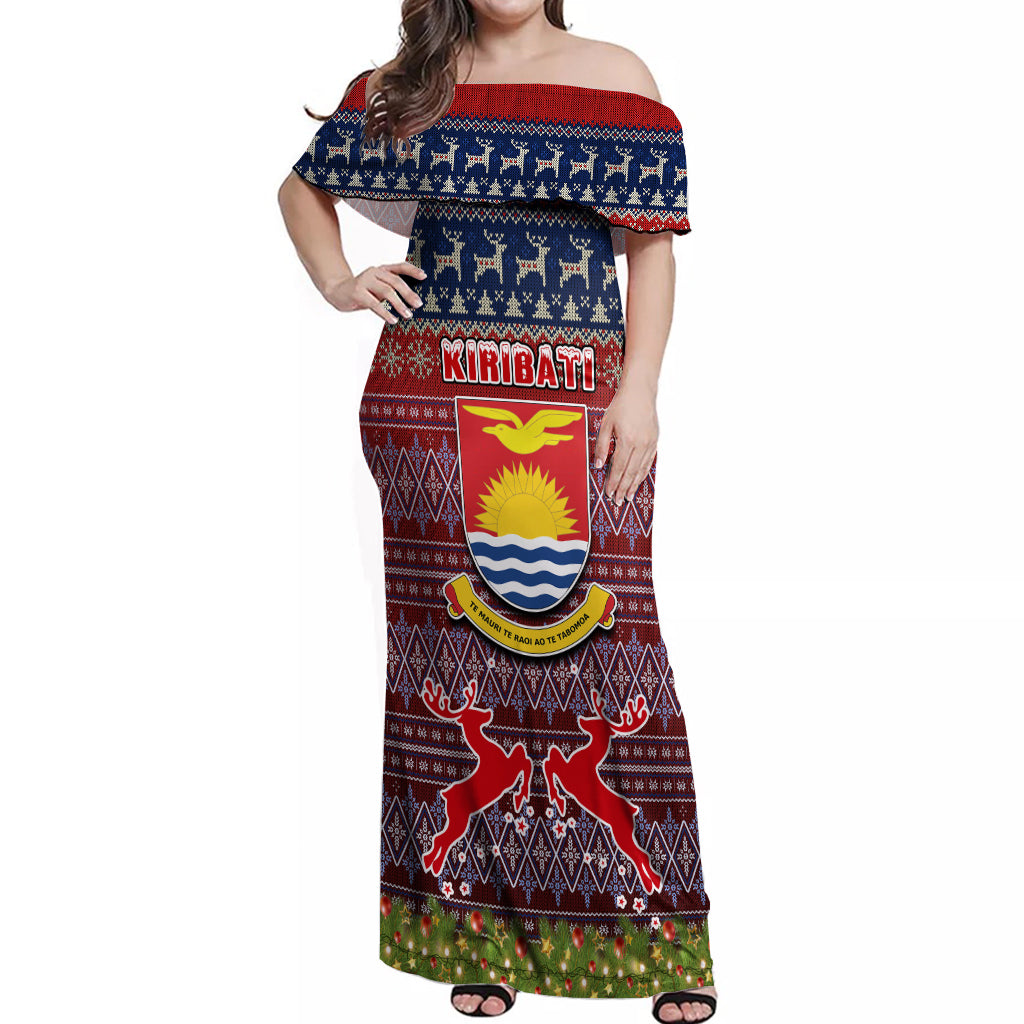 kiribati-christmas-off-shoulder-maxi-dress-coat-of-arms-and-map-beautiful-merry-xmas-snowflake