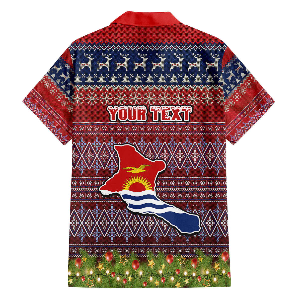 personalised-kiribati-christmas-family-matching-off-shoulder-maxi-dress-and-hawaiian-shirt-coat-of-arms-and-map-beautiful-merry-xmas-snowflake