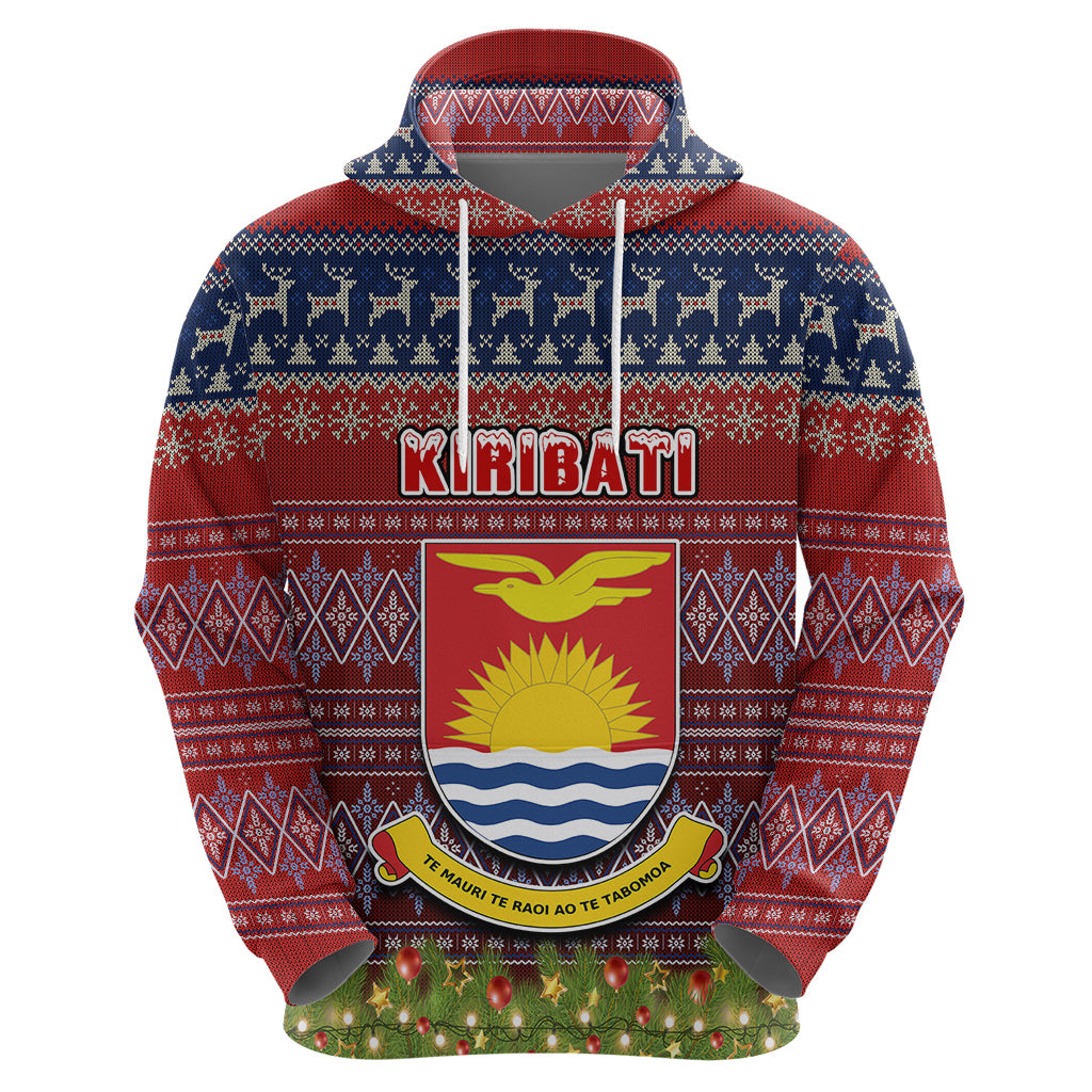 Personalised Kiribati Christmas Hoodie Coat of Arms and Map Beautiful Merry Xmas Snowflake LT03 - Polynesian Pride