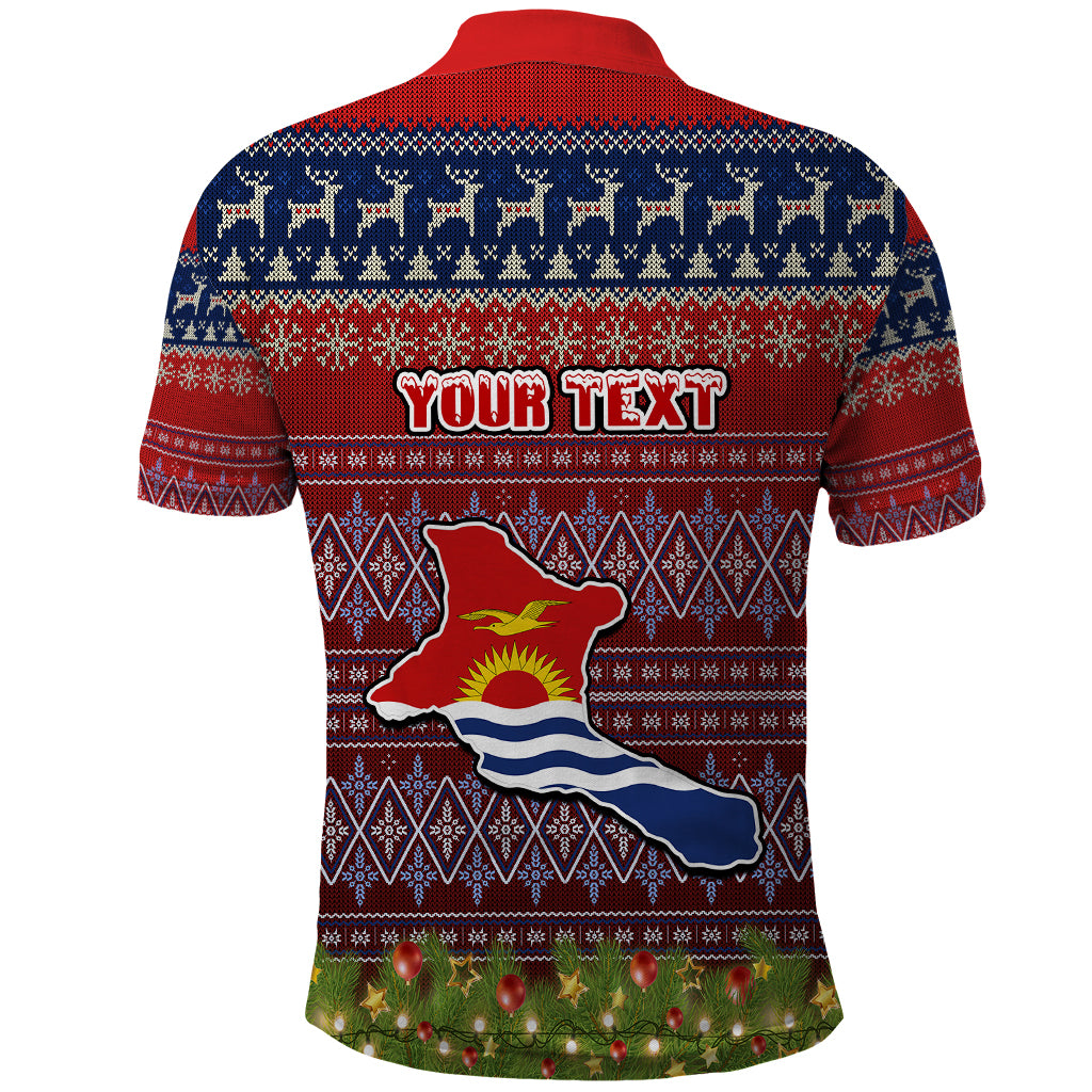 Personalised Kiribati Christmas Polo Shirt Coat of Arms and Map Beautiful Merry Xmas Snowflake LT03 - Polynesian Pride