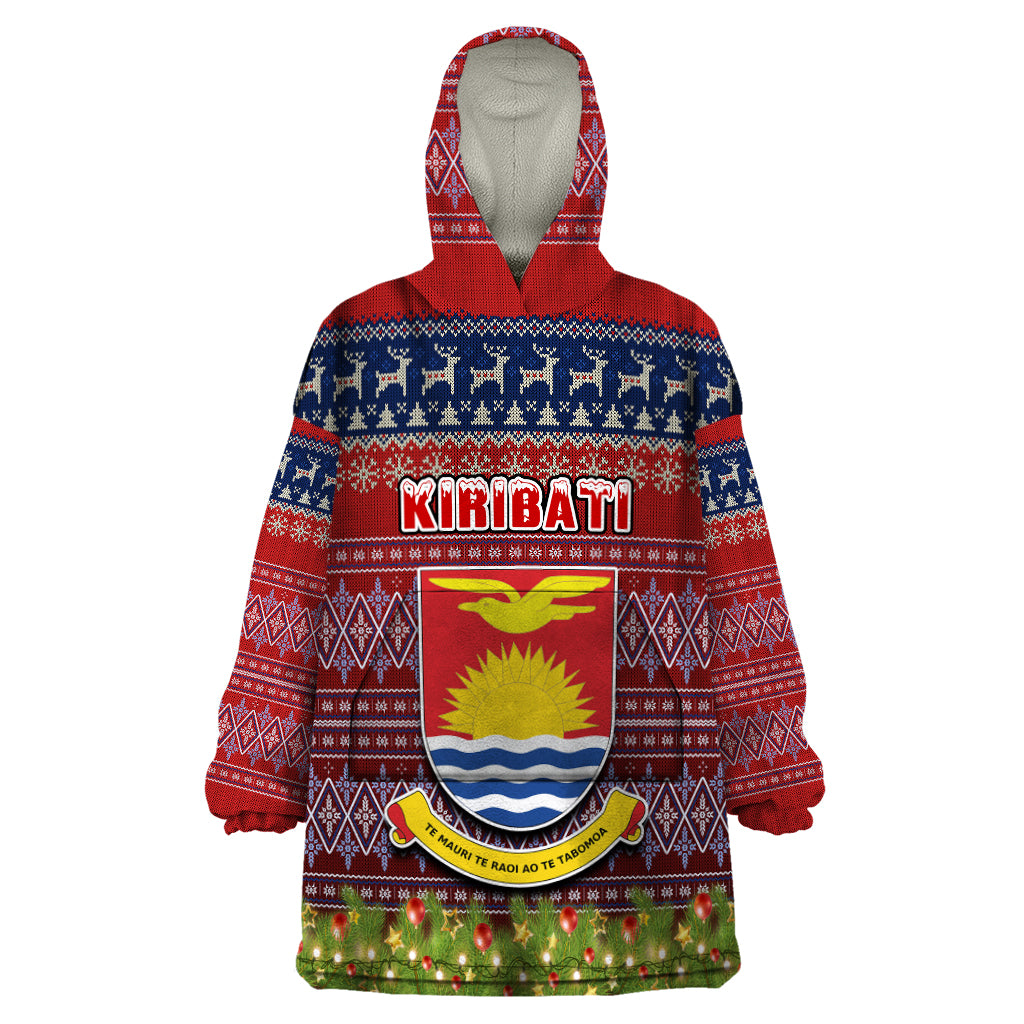 personalised-kiribati-christmas-wearable-blanket-hoodie-coat-of-arms-and-map-beautiful-merry-xmas-snowflake