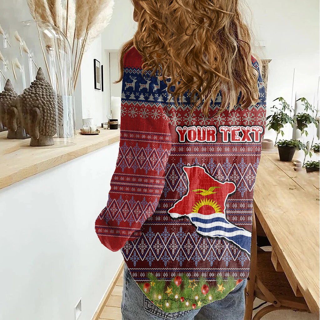 Personalised Kiribati Christmas Women Casual Shirt Coat of Arms and Map Beautiful Merry Xmas Snowflake LT03 - Polynesian Pride