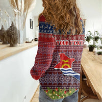 Personalised Kiribati Christmas Women Casual Shirt Coat of Arms and Map Beautiful Merry Xmas Snowflake LT03 - Polynesian Pride