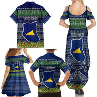 personalised-tokelau-christmas-family-matching-summer-maxi-dress-and-hawaiian-shirt-coat-of-arms-and-map-beautiful-merry-xmas-snowflake