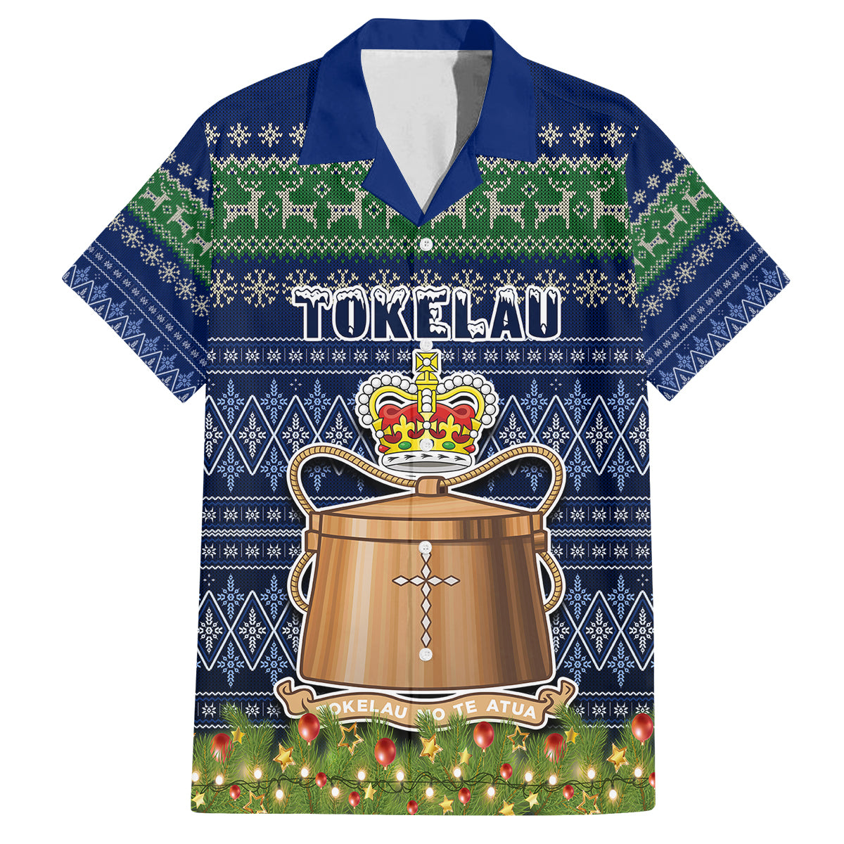 personalised-tokelau-christmas-family-matching-summer-maxi-dress-and-hawaiian-shirt-coat-of-arms-and-map-beautiful-merry-xmas-snowflake