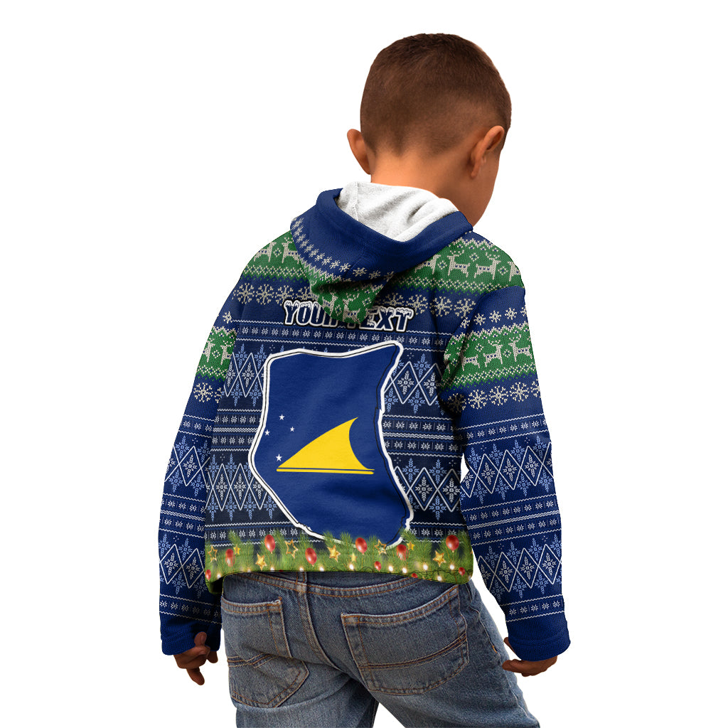 Personalised Tokelau Christmas Kid Hoodie Coat of Arms and Map Beautiful Merry Xmas Snowflake LT03 - Polynesian Pride