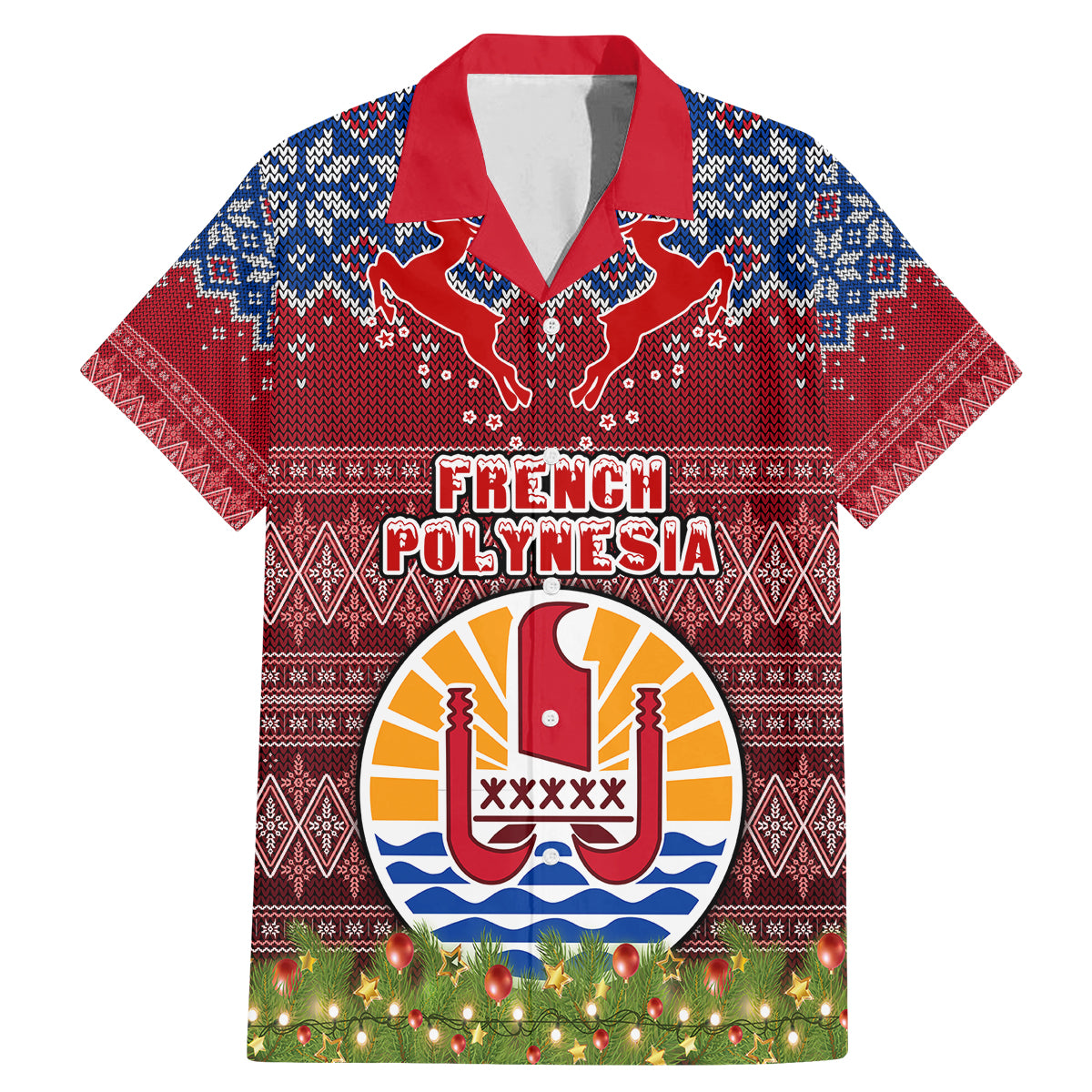french-polynesia-christmas-family-matching-mermaid-dress-and-hawaiian-shirt-coat-of-arms-and-map-beautiful-merry-xmas-snowflake