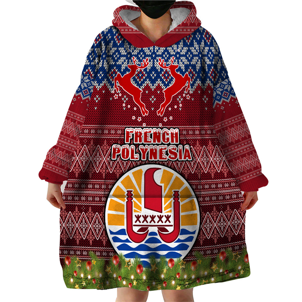 personalised-french-polynesia-christmas-wearable-blanket-hoodie-coat-of-arms-and-map-beautiful-merry-xmas-snowflake