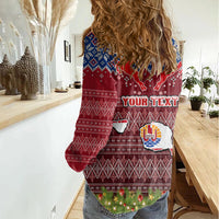 Personalised French Polynesia Christmas Women Casual Shirt Coat of Arms and Map Beautiful Merry Xmas Snowflake LT03 - Polynesian Pride