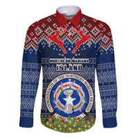 northern-mariana-islands-christmas-family-matching-long-sleeve-bodycon-dress-and-hawaiian-shirt-coat-of-arms-and-map-beautiful-merry-xmas-snowflake