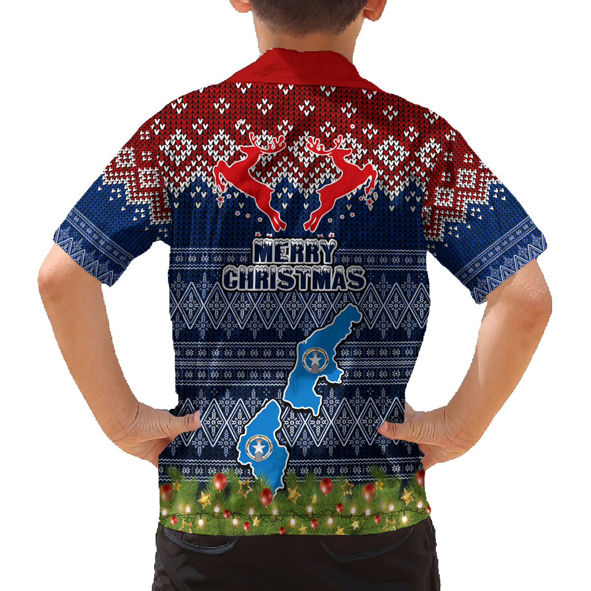 northern-mariana-islands-christmas-family-matching-summer-maxi-dress-and-hawaiian-shirt-coat-of-arms-and-map-beautiful-merry-xmas-snowflake