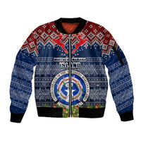 northern-mariana-islands-christmas-sleeve-zip-bomber-jacket-coat-of-arms-and-map-beautiful-merry-xmas-snowflake