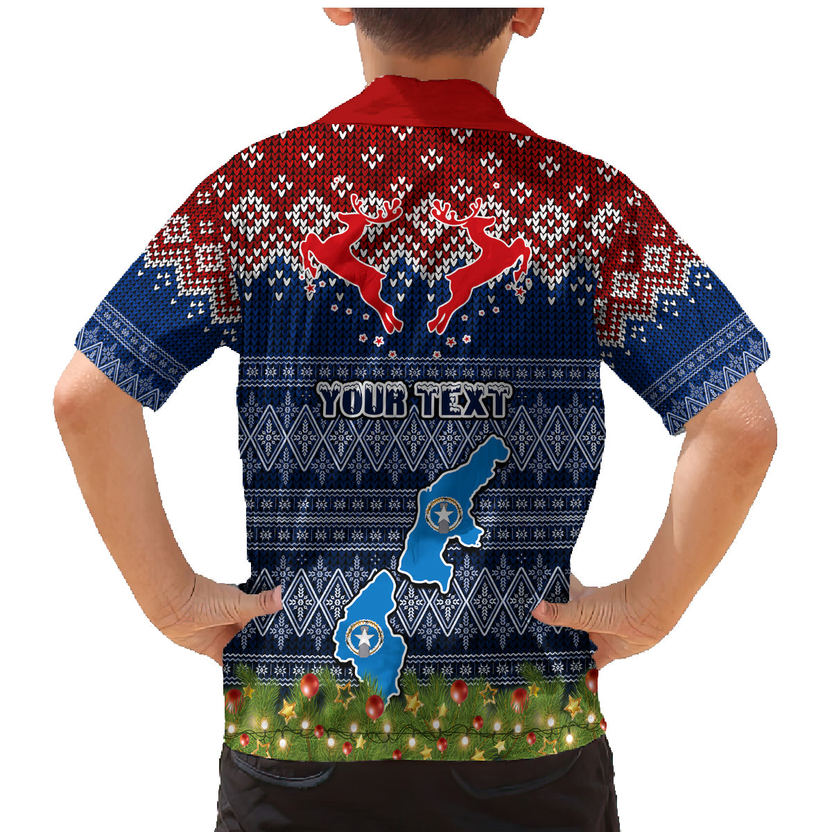 personalised-northern-mariana-islands-christmas-family-matching-mermaid-dress-and-hawaiian-shirt-coat-of-arms-and-map-beautiful-merry-xmas-snowflake