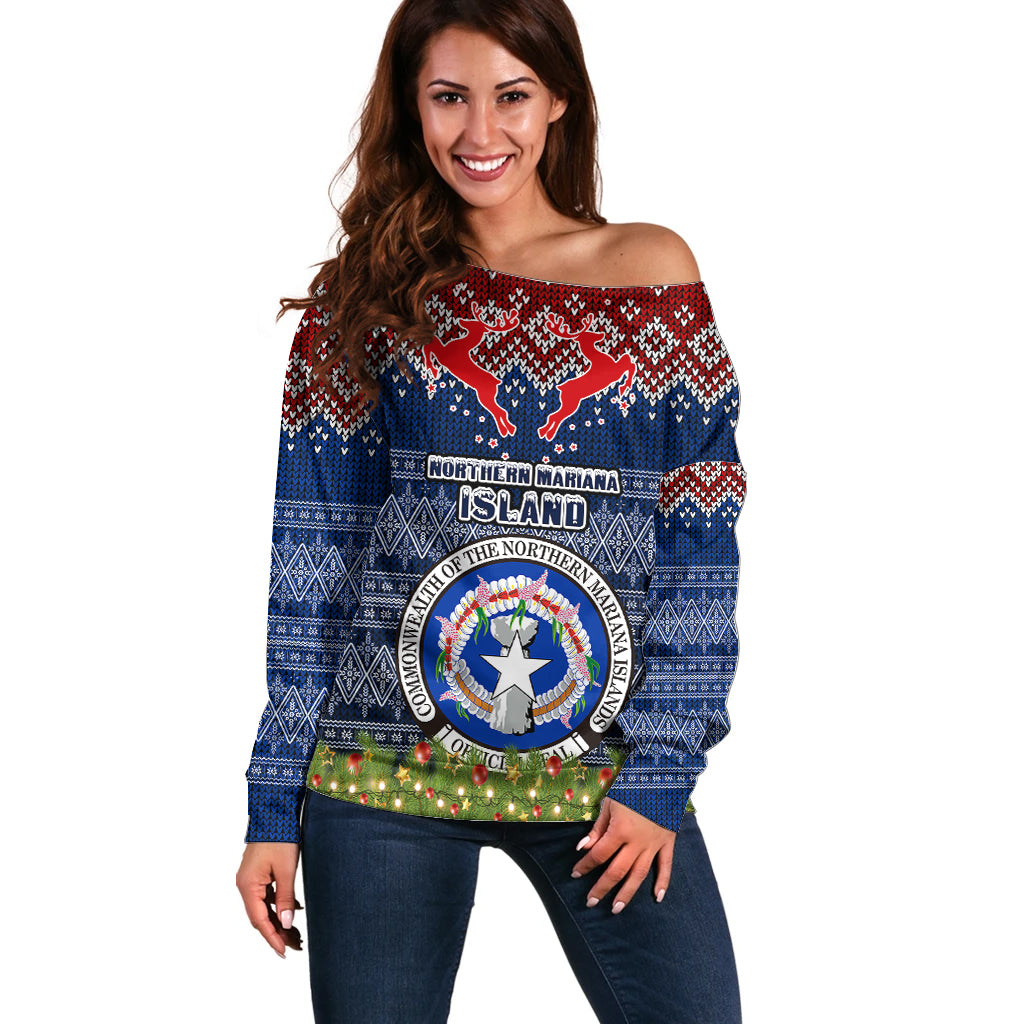 personalised-northern-mariana-islands-christmas-off-shoulder-sweater-coat-of-arms-and-map-beautiful-merry-xmas-snowflake