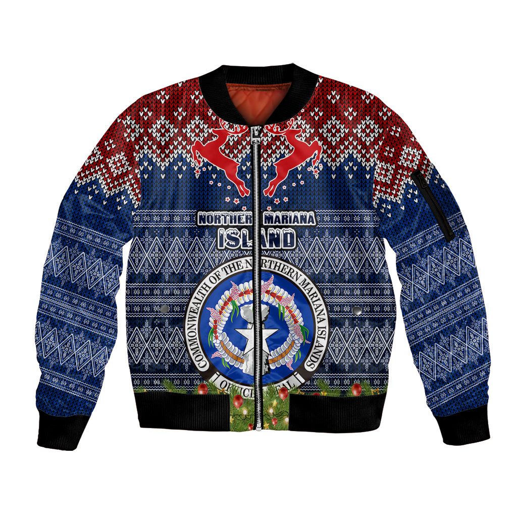 personalised-northern-mariana-islands-christmas-sleeve-zip-bomber-jacket-coat-of-arms-and-map-beautiful-merry-xmas-snowflake
