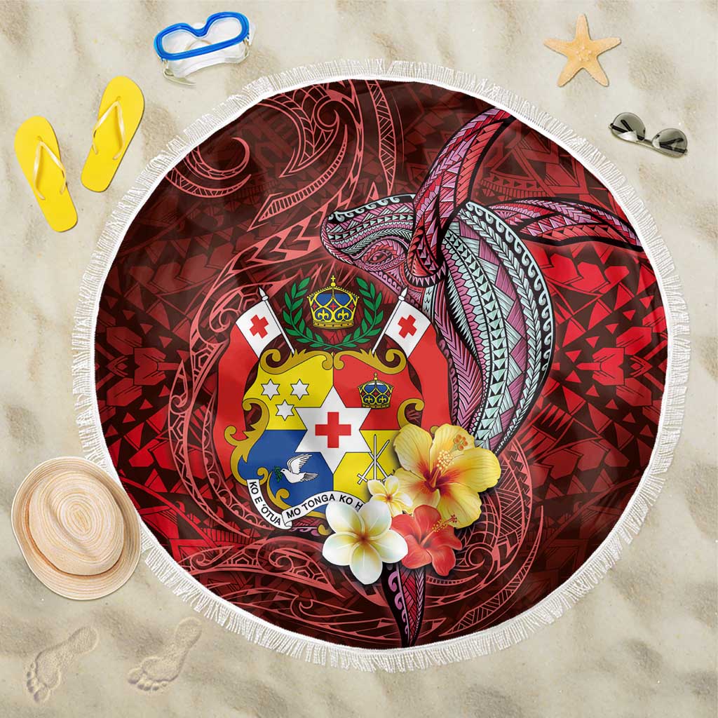 Tonga Humpback Whale Beach Blanket National Seal with Hibiscus and Polynesian Tattoo