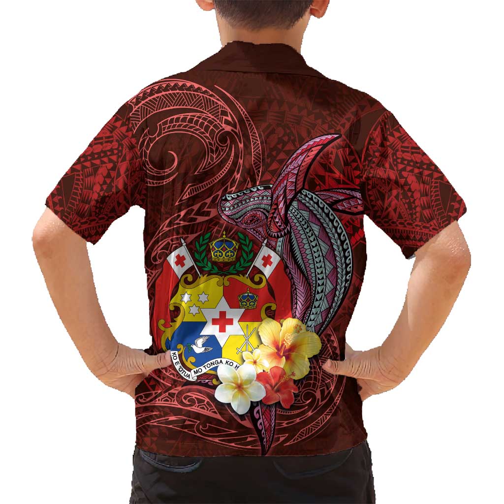 Tonga Humpback Whale Family Matching Long Sleeve Bodycon Dress and Hawaiian Shirt National Seal with Hibiscus and Polynesian Tattoo LT03 - Polynesian Pride