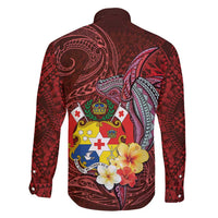 Tonga Humpback Whale Family Matching Long Sleeve Bodycon Dress and Hawaiian Shirt National Seal with Hibiscus and Polynesian Tattoo LT03 - Polynesian Pride