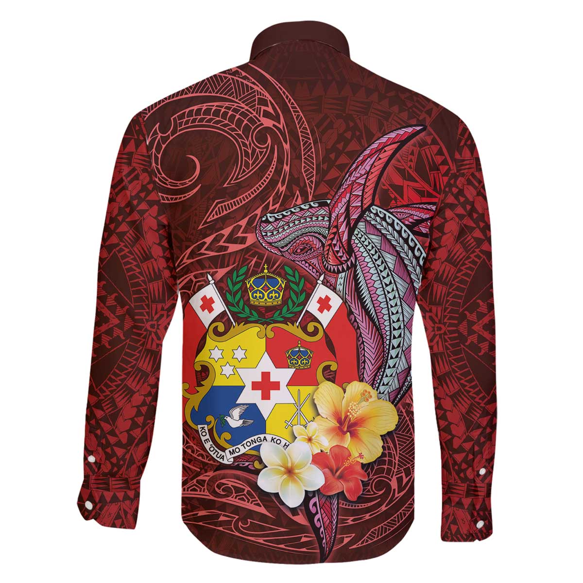 Tonga Humpback Whale Family Matching Off The Shoulder Long Sleeve Dress and Hawaiian Shirt National Seal with Hibiscus and Polynesian Tattoo