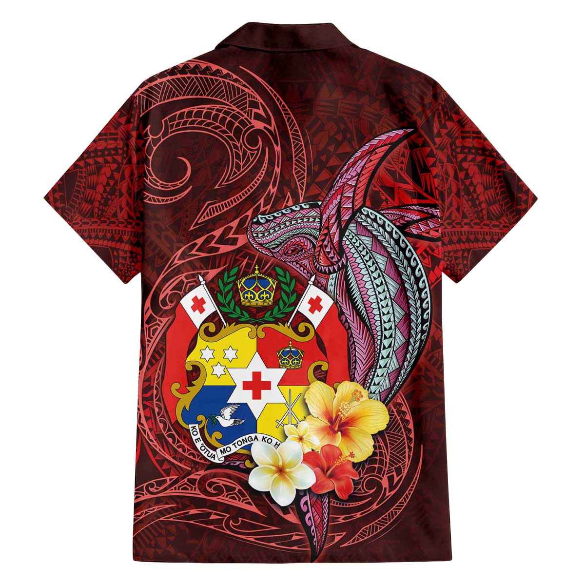 Tonga Humpback Whale Family Matching Off Shoulder Short Dress and Hawaiian Shirt National Seal with Hibiscus and Polynesian Tattoo