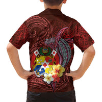 Tonga Humpback Whale Family Matching Puletasi and Hawaiian Shirt National Seal with Hibiscus and Polynesian Tattoo LT03 - Polynesian Pride