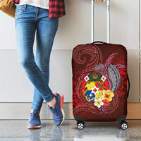 Tonga Humpback Whale Luggage Cover National Seal with Hibiscus and Polynesian Tattoo LT03 - Polynesian Pride