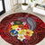 Tonga Humpback Whale Round Carpet National Seal with Hibiscus and Polynesian Tattoo