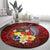 Tonga Humpback Whale Round Carpet National Seal with Hibiscus and Polynesian Tattoo