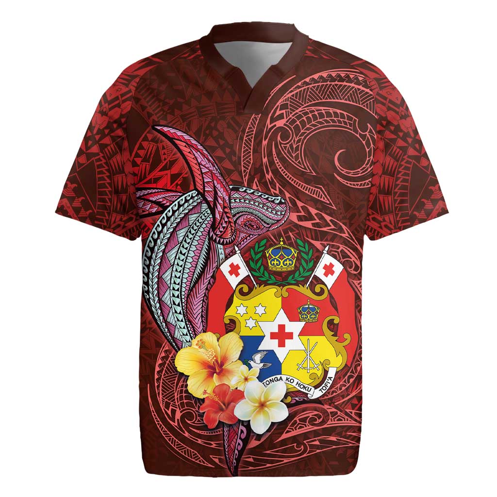 Tonga Humpback Whale Rugby Jersey National Seal with Hibiscus and Polynesian Tattoo