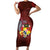 Tonga Humpback Whale Short Sleeve Bodycon Dress National Seal with Hibiscus and Polynesian Tattoo