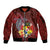 Tonga Humpback Whale Sleeve Zip Bomber Jacket National Seal with Hibiscus and Polynesian Tattoo