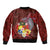 Tonga Humpback Whale Sleeve Zip Bomber Jacket National Seal with Hibiscus and Polynesian Tattoo