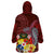 Tonga Humpback Whale Wearable Blanket Hoodie National Seal with Hibiscus and Polynesian Tattoo