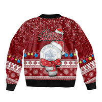 Palau Christmas Bomber Jacket Snowman and Palau Coat of Arms Maori Tribal Xmas Style LT03 - Polynesian Pride