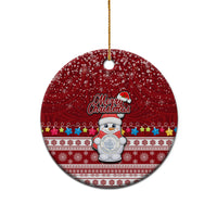 Palau Christmas Ceramic Ornament Snowman and Palau Coat of Arms Maori Tribal Xmas Style LT03 - Polynesian Pride