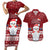 Palau Christmas Couples Matching Short Sleeve Bodycon Dress and Hawaiian Shirt Snowman and Palau Coat of Arms Maori Tribal Xmas Style LT03 Red - Polynesian Pride