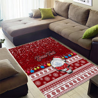 Personalised Palau Christmas Area Rug Snowman and Palau Coat of Arms Maori Tribal Xmas Style LT03 - Polynesian Pride