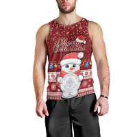 Personalised Palau Christmas Men Tank Top Snowman and Palau Coat of Arms Maori Tribal Xmas Style LT03 - Polynesian Pride