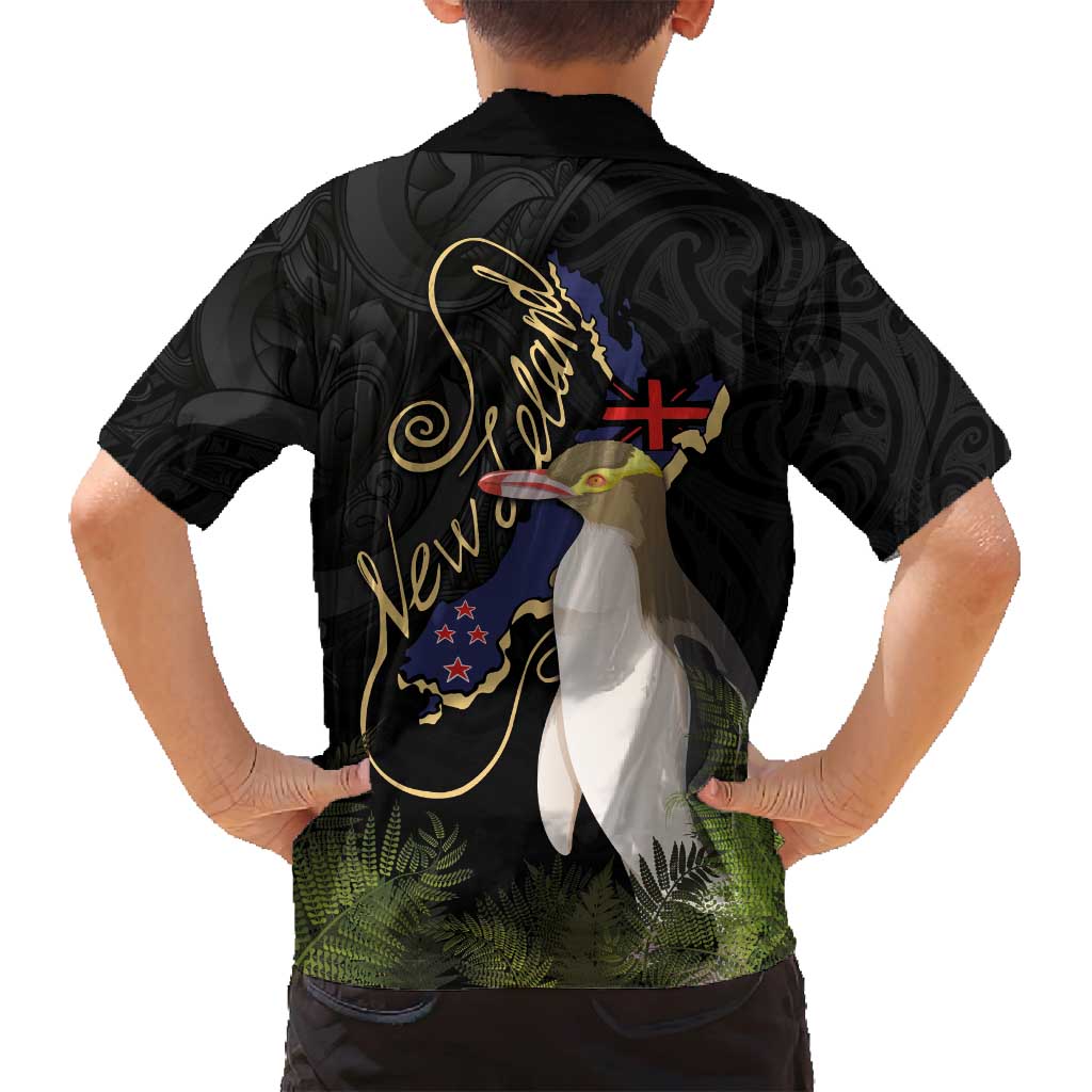 New Zealand Hoiho Family Matching Long Sleeve Bodycon Dress and Hawaiian Shirt Maori Art Tattoo and Silver Fern LT03 - Polynesian Pride